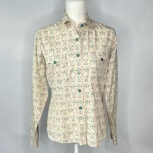 Rough Stock Western Women’s Shirt Size S Cream Turquoise Gold